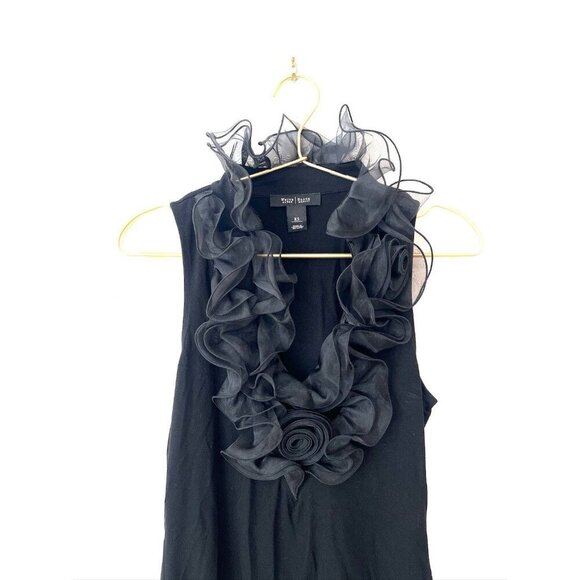 Black Ruffle Neck Sleeveless Blouse White House Black Market XS - Picture 4 of 10
